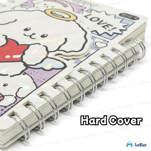 FunBlast Spiral Diary A5 – Cream Puppy Diary with Kawaii Stickers, Notebook Journal for Scrapbooking, Writing, Notes, Birthday Gift's for Kids & Adults, Multicolour; 180 Pages (Cream Puppy-Random) - Image 3
