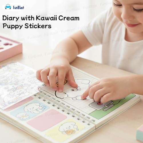 FunBlast Spiral Diary A5 – Cream Puppy Diary with Kawaii Stickers, Notebook Journal for Scrapbooking, Writing, Notes, Birthday Gift's for Kids & Adults, Multicolour; 180 Pages (Cream Puppy-Random) - Image 5