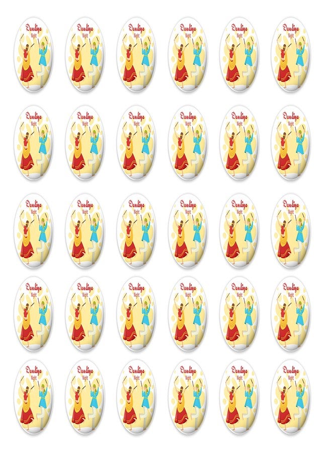 Hubops dandiya night badge Round Pin Button Badge for Navratri Celebration garba dandiya Other Events (44mm pack of 30) - Image 1