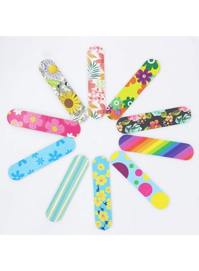 GSHLLO 100 Pcs Mini Floral Nail Files Buffers Emery Boards Nail Buffering Files Manicure Pedicure Tool - Image 3