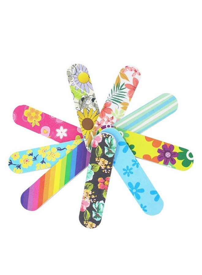 GSHLLO 100 Pcs Mini Floral Nail Files Buffers Emery Boards Nail Buffering Files Manicure Pedicure Tool - Image 1