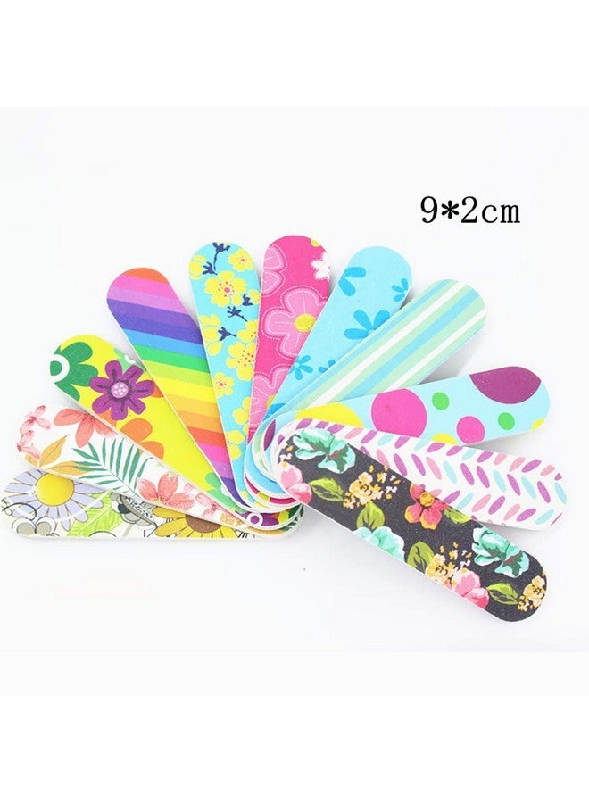 GSHLLO 100 Pcs Mini Floral Nail Files Buffers Emery Boards Nail Buffering Files Manicure Pedicure Tool - Image 2