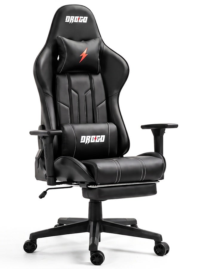 Wrath Pro Ergonomic Gaming Chair, Computer Chair with Adjustable Seat, PU Leather, 3D Armrest, Memory Foam Head & Lumbar Support Pillow Home & Office Chair with Footrest & Recline Black