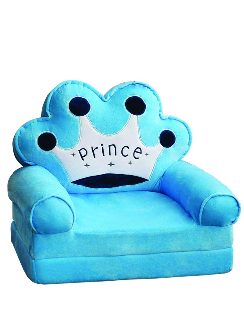 UKR - UKR Kids Armchair with Prince Design – Blue Upholstered Sofa Chair for Comfort & Play | Perfect for Nursery, Bedroom, or Playroom – Kids Furniture (50x40x45 cm / 20x16x18 inch) - Image 1