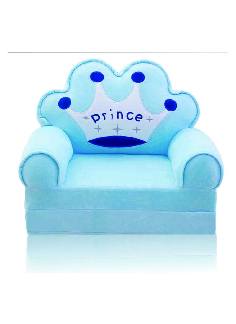 UKR - UKR Kids Armchair with Prince Design – Blue Upholstered Sofa Chair for Comfort & Play | Perfect for Nursery, Bedroom, or Playroom – Kids Furniture (50x40x45 cm / 20x16x18 inch) - Image 1