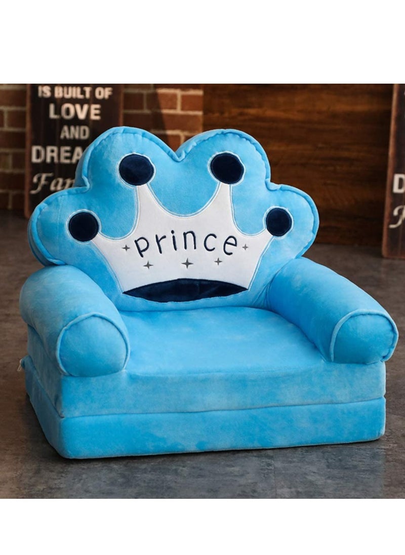UKR - UKR Kids Armchair with Prince Design – Blue Upholstered Sofa Chair for Comfort & Play | Perfect for Nursery, Bedroom, or Playroom – Kids Furniture (50x40x45 cm / 20x16x18 inch) - Image 1