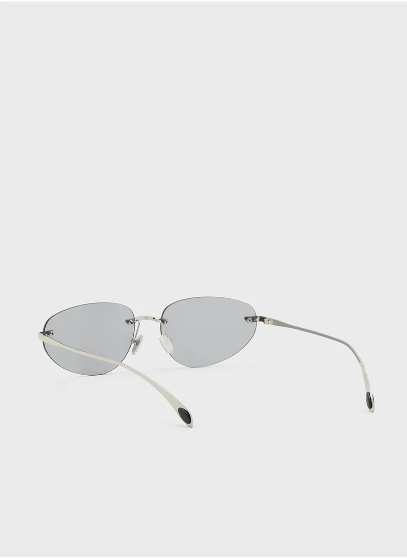 جينجر Oval Len Sunglasses