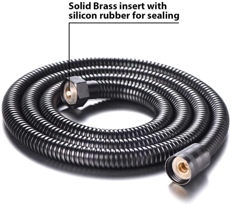 Black Shower Hose Stainless Steel Shower Bath Extension Replacement Part Bathroom 1.5m Flexible Hose Handheld Shower - Image 1