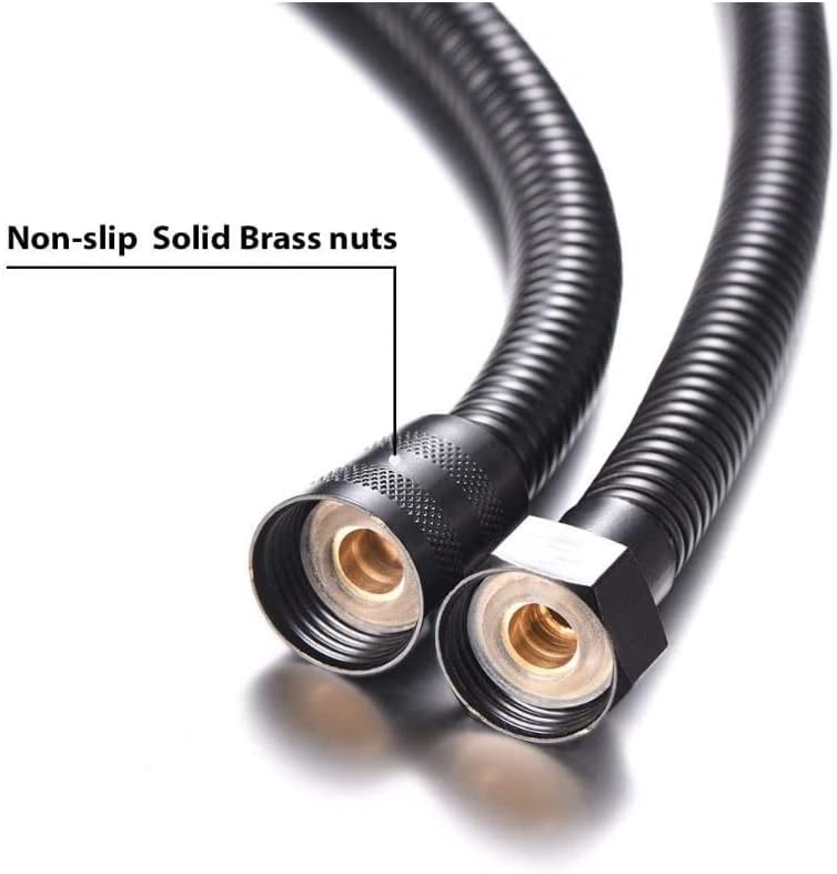 Black Shower Hose Stainless Steel Shower Bath Extension Replacement Part Bathroom 1.5m Flexible Hose Handheld Shower - Image 2