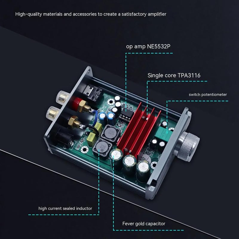 DollaTek مضخم الصوت الصغير DollaTek 100W Mini Subwoofer Power Amplifier TPA3116D2 HiFi أسود - Image 2