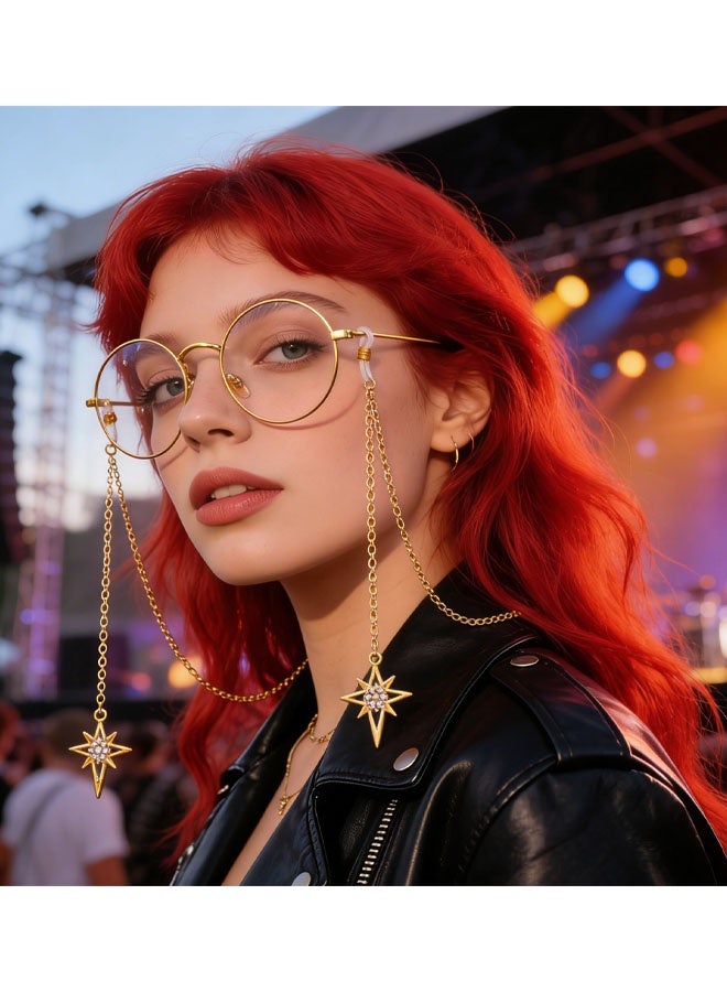 2 قطعة قلادة على شكل نجمة لؤلؤية سلاسل نظارات نظارات حزام حامل نظارات القراءة التجنيب - Image 4