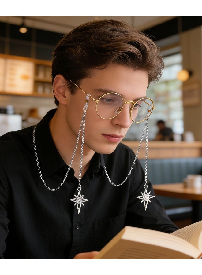 2 قطعة قلادة على شكل نجمة لؤلؤية سلاسل نظارات نظارات حزام حامل نظارات القراءة التجنيب - Image 5
