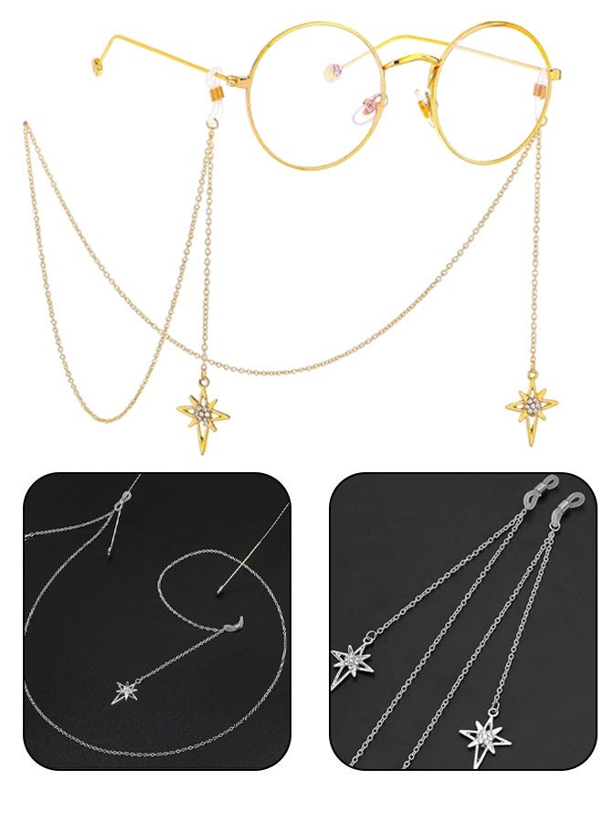 2 قطعة قلادة على شكل نجمة لؤلؤية سلاسل نظارات نظارات حزام حامل نظارات القراءة التجنيب - Image 2