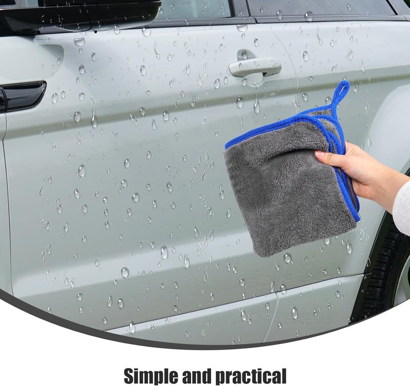 Healeved 3pcs 40x40cm Microfiber Car Care Towels, Thick Coral Fleece Car Wash Drying Cloths with Dual-Color Absorbent Lint-Free Detailing Towels for Auto Care - Image 4