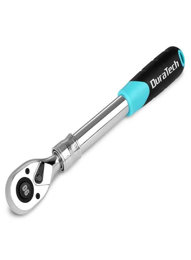 DURATECH 1/2-Inch Drive Extendable Ratchet, 90-Tooth Quick-release Ratchet Wrench with Cushion Handle & Telsecoping Locking Shaft (5 Length Adjustment: 11-4/5" to 17"), Reversible, Chrome Alloy Made - Image 1