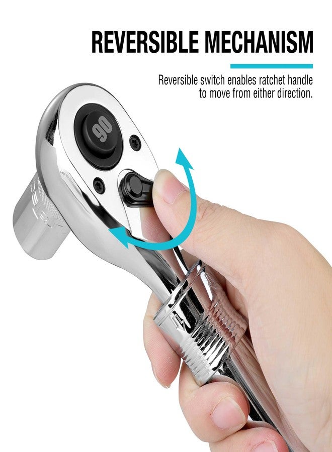 DURATECH 1/2-Inch Drive Extendable Ratchet, 90-Tooth Quick-release Ratchet Wrench with Cushion Handle & Telsecoping Locking Shaft (5 Length Adjustment: 11-4/5" to 17"), Reversible, Chrome Alloy Made - Image 4