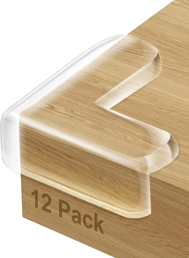 Corner Guards (12 PCs) Clear Corner Protectors | High Resistant Adhesive Gel | Best Baby Proof Corner Guards | Stop Child Head Injuries | Tables, Furniture &Corners Baby Proofing (L-Shaped).
