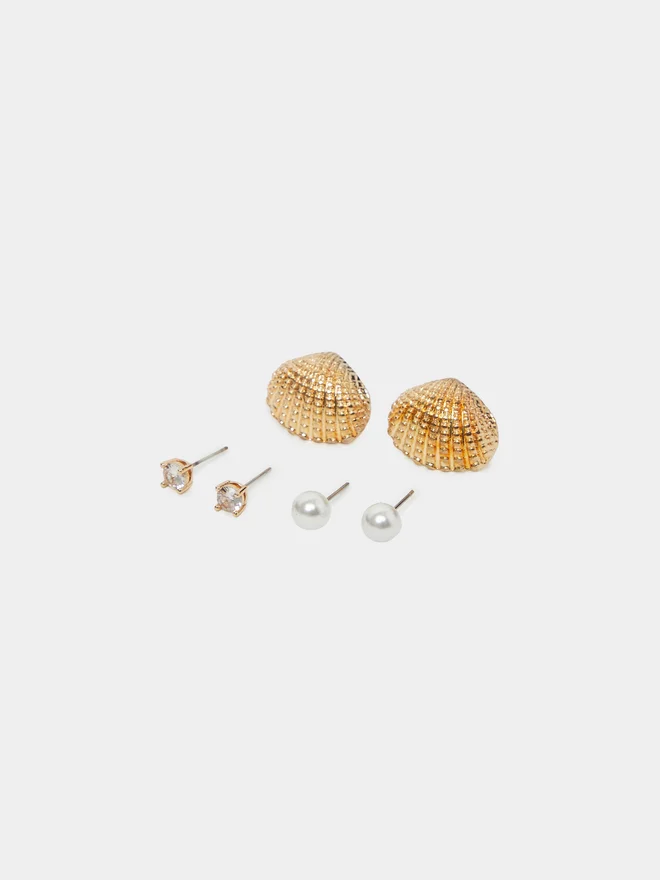 Styli Set of 3 - Seashell Stud Earrings