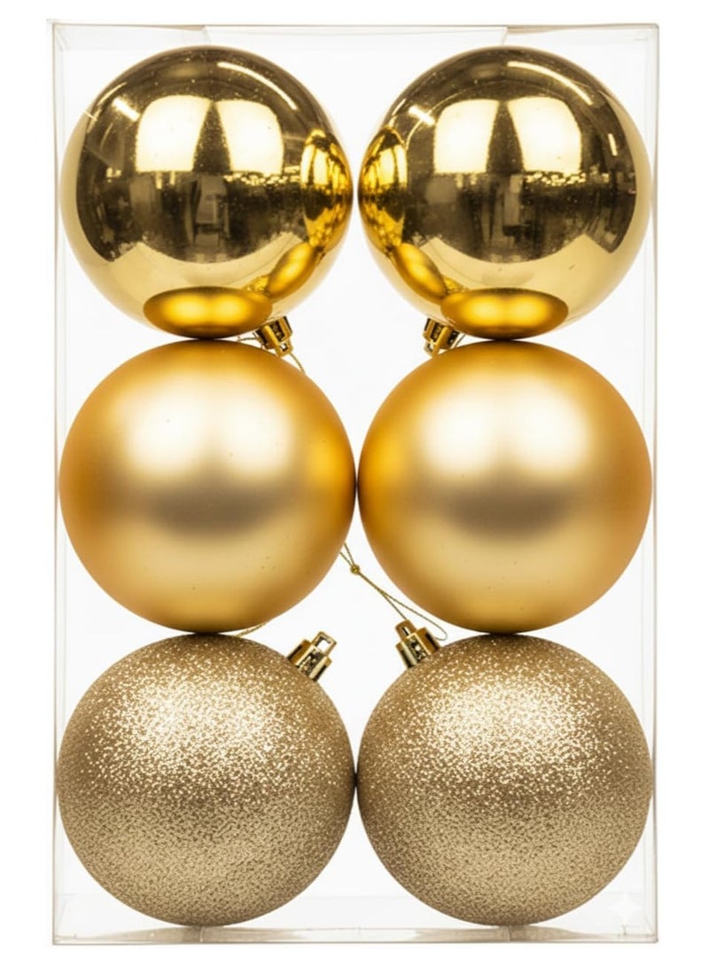 Happy Hugs Christmas Tree Ornaments Set, Gold and Glitter Baubles, 12 Piece Shatterproof Ball Decorations, Holiday Party Home Decor - Image 1