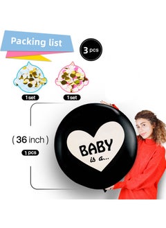 RTYY Baby Gender Reveal Balloon Big Black Balloons with Pink and Blue Confetti Packs for Boy or Girl Baby Shower Gender Reveal Party Supplies Decoration Kit  - Image 3