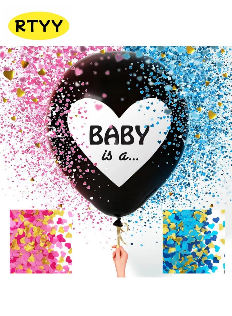 RTYY Baby Gender Reveal Balloon Big Black Balloons with Pink and Blue Confetti Packs for Boy or Girl Baby Shower Gender Reveal Party Supplies Decoration Kit - Image 1