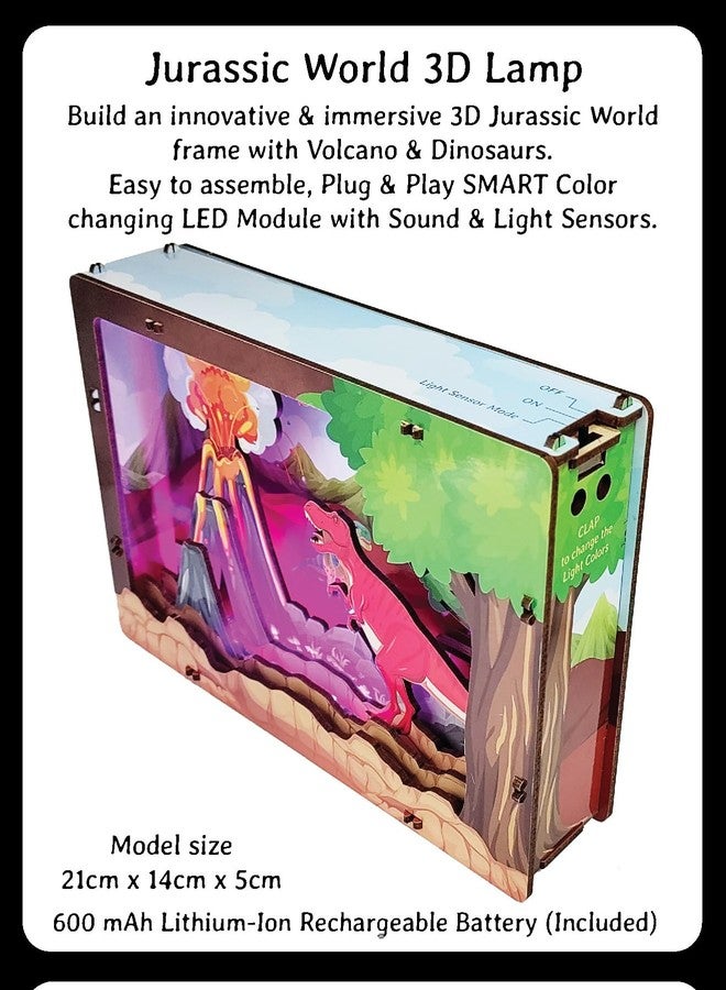 Funvention Jurassic 3D Smart Lamp with Sound & Light Control - STEM Learning DIY Utility Kit (Clap to Change Color & Auto ON in Dark) - Image 4