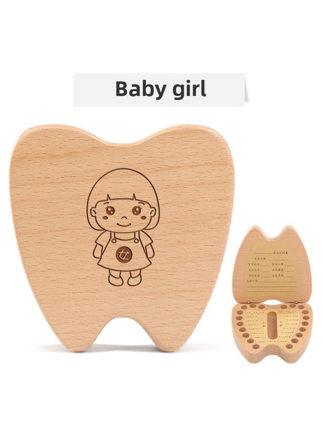 Wooden Baby Nipple Storage Box Girl Baby Fetal Hair Collection Preservation Bottle Boy Tooth Changing Commemorative Box-Color:Beech Milk Tooth Box-baby Girl  - Image 1