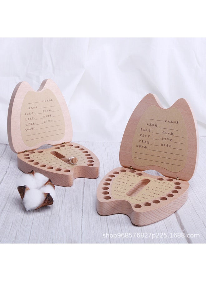 Wooden Baby Nipple Storage Box Girl Baby Fetal Hair Collection Preservation Bottle Boy Tooth Changing Commemorative Box-Color:Beech Milk Tooth Box-baby Girl  - Image 2