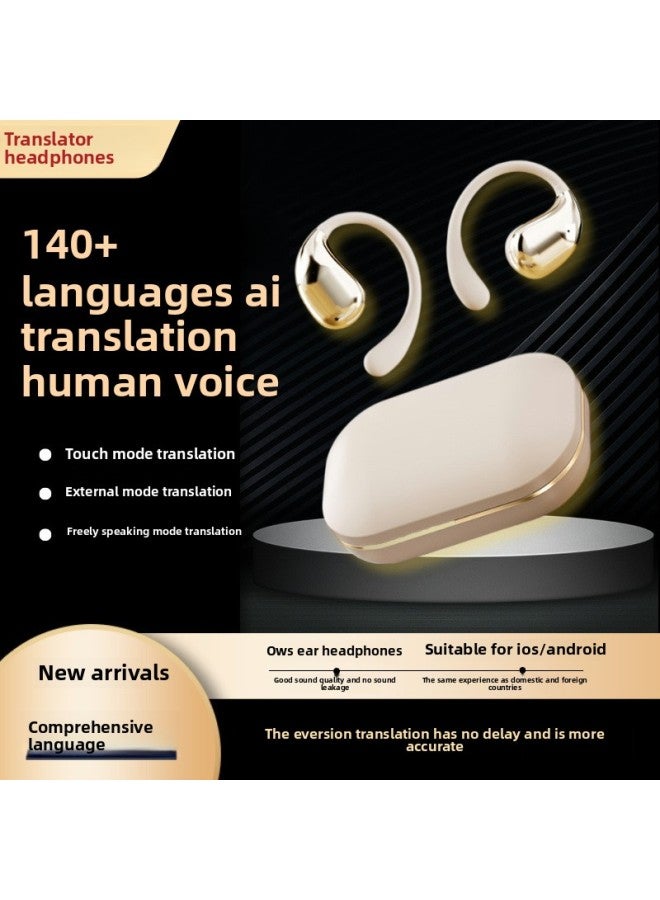 Travel Abroad Study AI Smart Bluetooth Translation Headset Multi-language Translator High Fidelity Bluetooth Translator-Color:Black With One Year Translation - Image 2