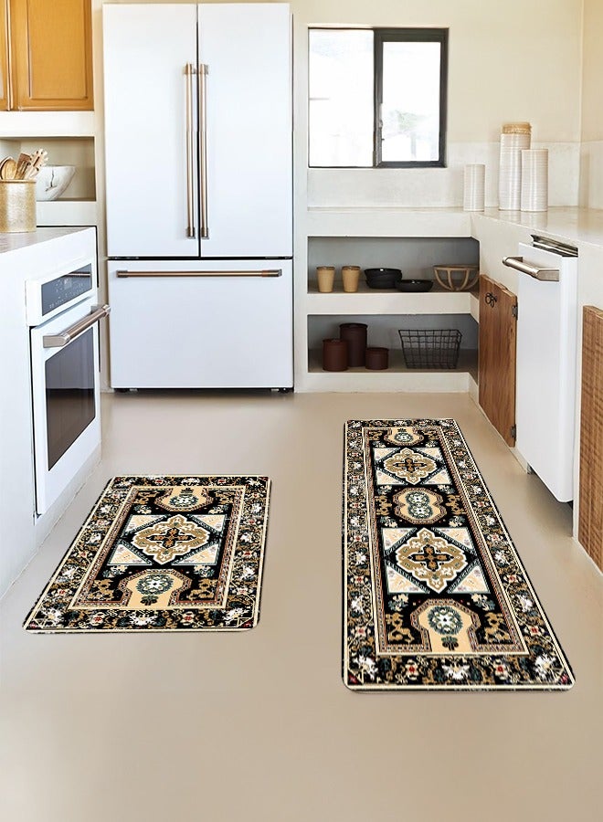 2 PCS Kitchen Floor Mats Rugs Set, Cushion Floor Carpet, Waterproof, Oil Resistant and Anti-Fatigue PU Standing Mat for Kitchen, Floor, Office, Sink, Laundry 45*75CM+45*120CM - Image 2