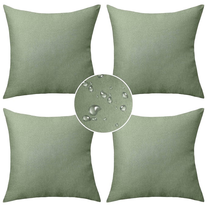 GREEN SUMMER OUTDOOR PILLOW COVERS 20X20 WATERPROOF THROW PILLOW COVERS GARDEN THROW PILLOWS FOR COUCH OUTSIDE PATIO SET OF 4 20 X 20 INCH SAGE GREEN