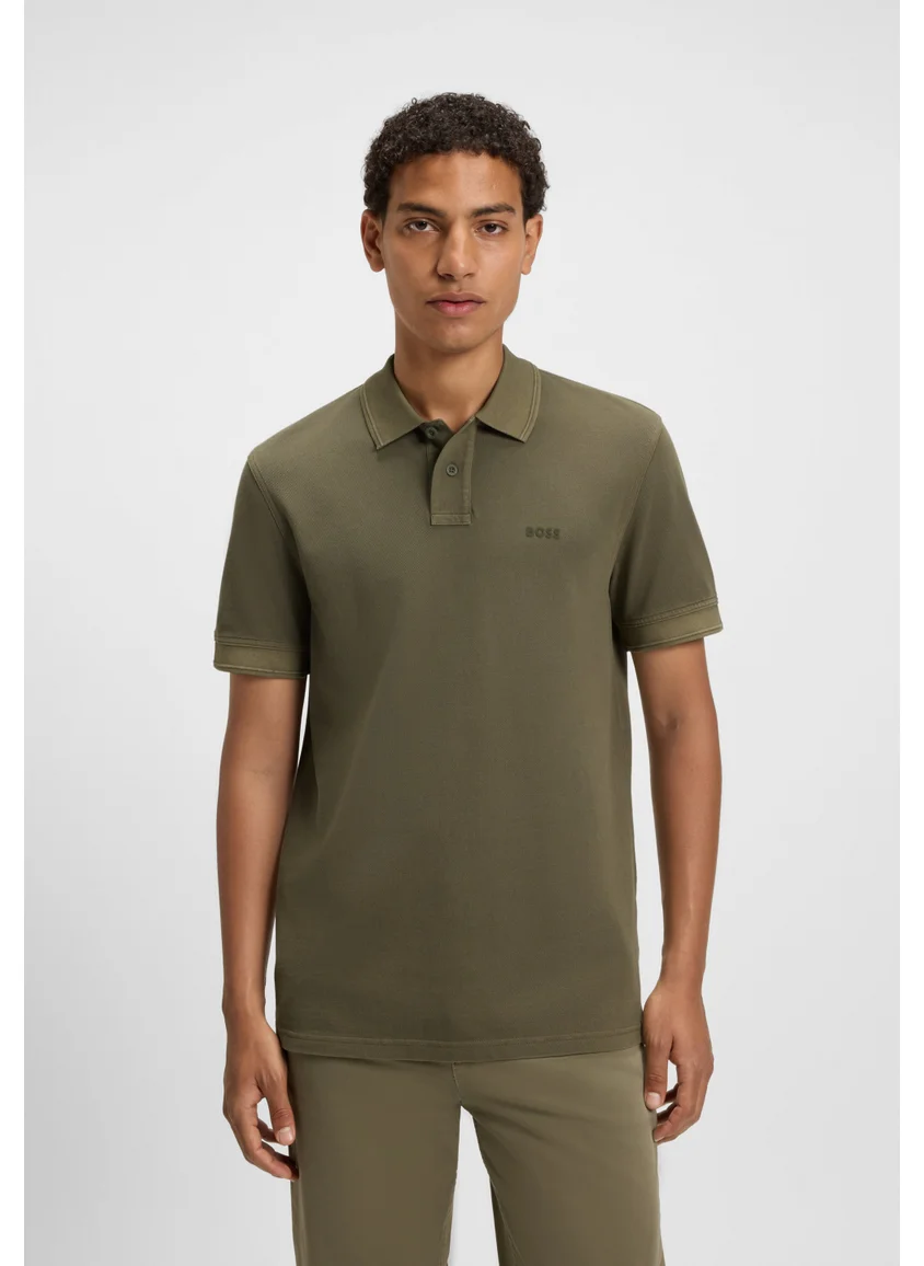 بوس Cotton-piqué polo shirt with logo print
