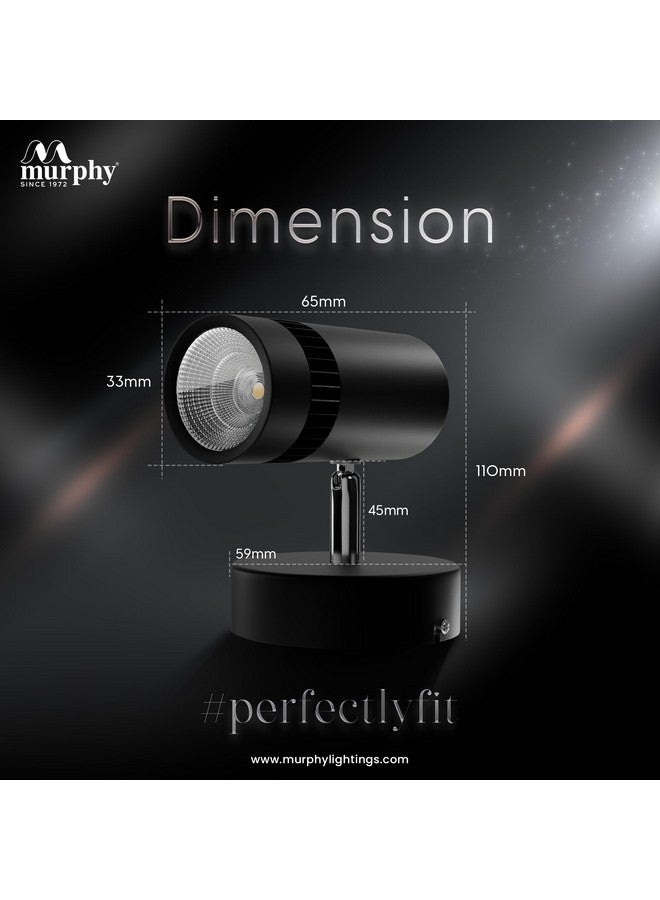 Murphy Aluminium 3W Adjustable Black Aliminum Led Wall Cob Surface Mounted Spot Light With 2 Years Warranty (Warm White, Pack Of 2) - Image 4