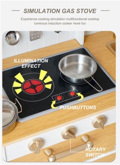 MaBaby Children Play Kitchen for Toddler，Kids Kitchen Playset,Baby Toy Kitchen Set,Pretend Wooden Kitchen,Birthday Gifts with Play Sink Toy,Lights Sounds, Cooking Set for Kids  - Image 3