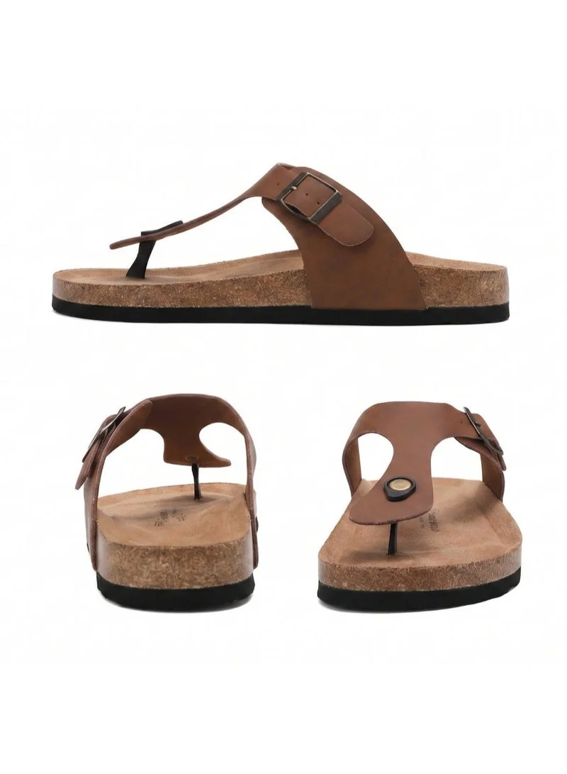 ARRIGO BELLO ABT5113-3 ARRIGO BELLO Unisex Leather Thong Flip Flops Cork Footbed Flat Sandals with Memory Foam Arch Support for Men | Best Price UAE