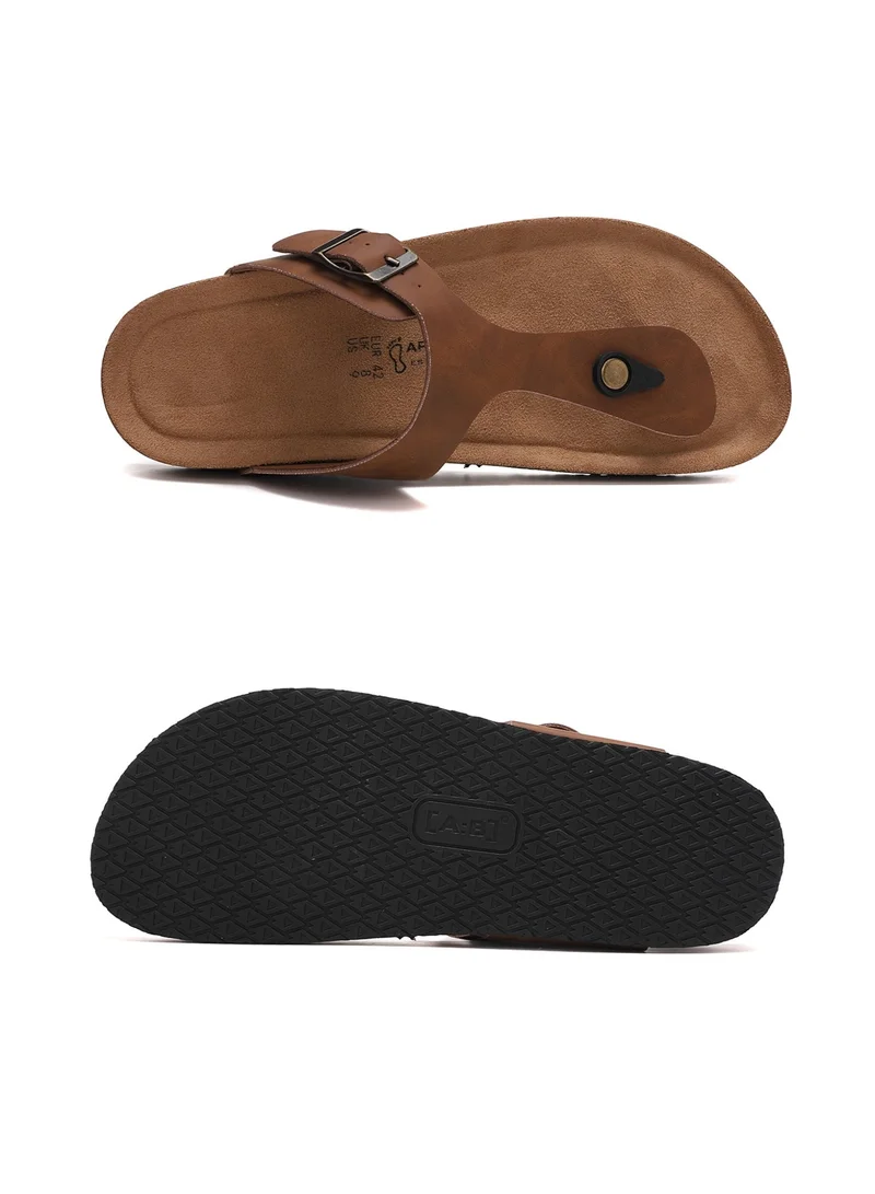 ARRIGO BELLO ABT5113-3 ARRIGO BELLO Unisex Leather Thong Flip Flops Cork Footbed Flat Sandals with Memory Foam Arch Support for Men | Best Price UAE