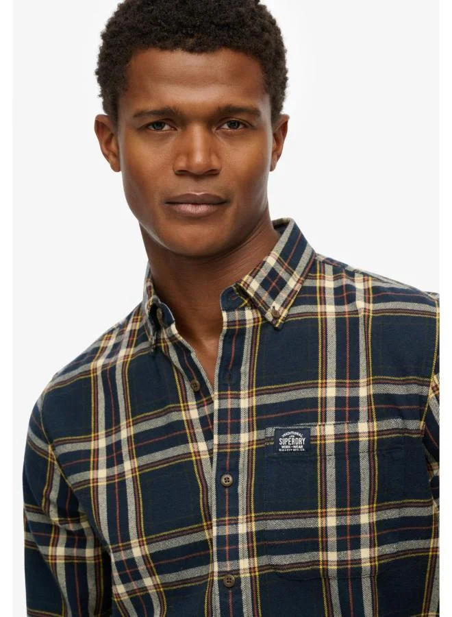 سوبر دراي قميص قطني كاروهات بأكمام طويلة