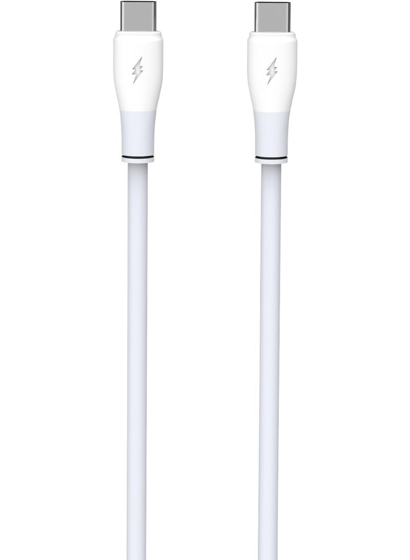 جي باور كابل الشحن السريع G-Power GP-C30 (USB-C إلى USB-C) بقدرة 65 واط، متوافق مع سلسلة iPhone 15، وسلسلة Samsung Galaxy وNote، وهواتف Google Pixel، طول 1.2 متر - أبيض - Image 1