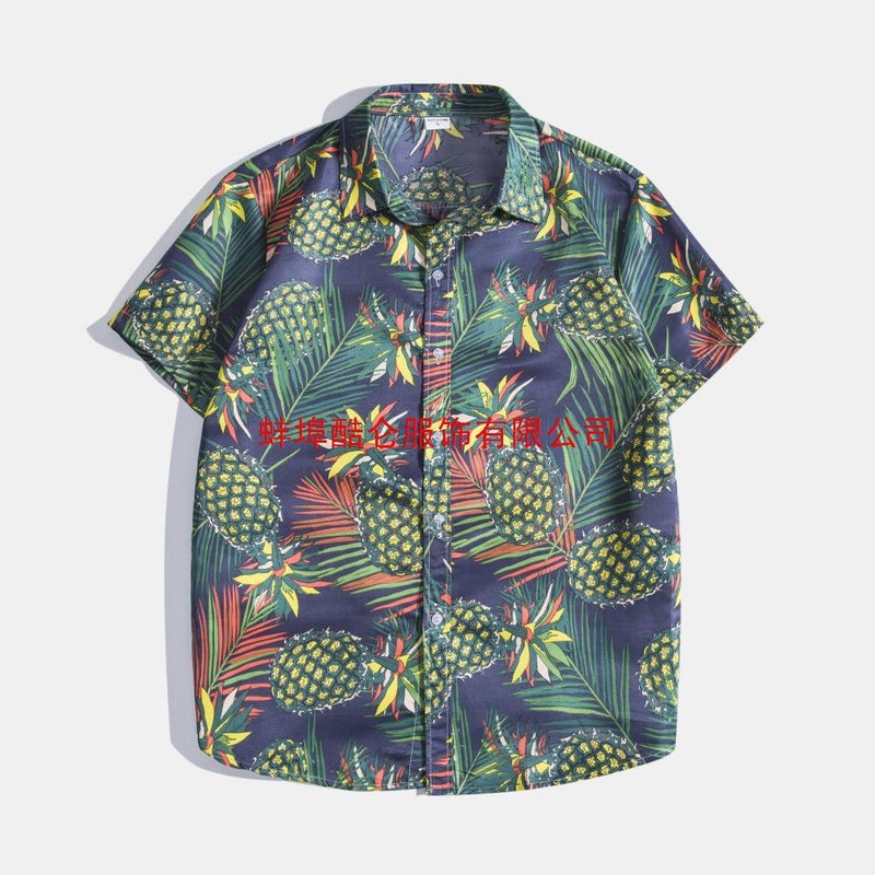 2023 Hawaiian Shirt Men'S Beach Vacation Leisure Beach Short-Sleeved Shirt Men'S Lapel Shirt - Image 3