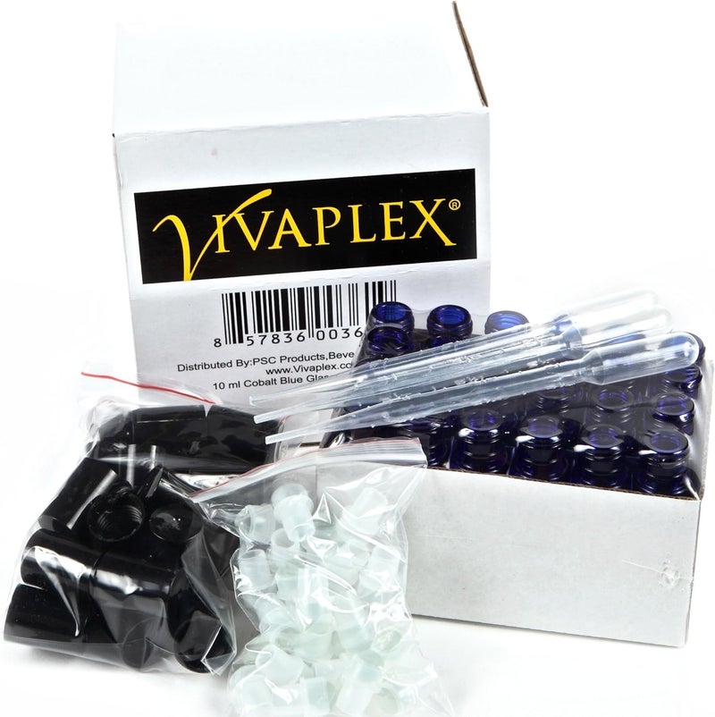 Vivaplex 24 Cobalt Blue 10 ml Glass Roll On Bottles with 33 ml Droppers - Image 3