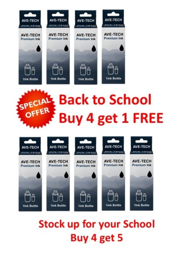 FREE UNIT - Buy 4 and get 5 PREMIUM INK 673 BLACK / Pages 8000 / For Used In Epson / L800/ L805/L810/L850/L1800