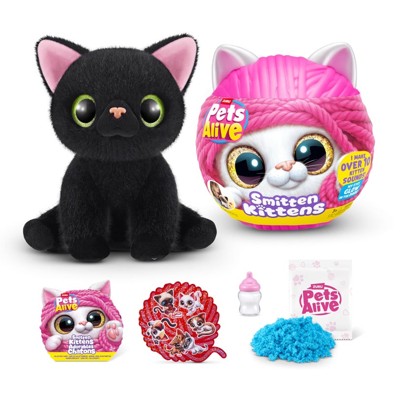 Pets Alive Smitten Kittens Surprise (Bombay Cat Lucky) by ZURU Nurture Play Soft Toy Unboxing Adopt Interactive 10 Sounds - Image 1
