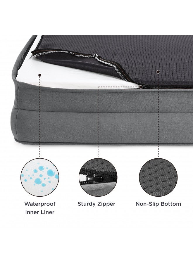 Bedsure Bedsure Orthopedic Dog Bed for Extra Large Dogs - XL Washable Dog Sofa Bed Large, Supportive Foam Pet Couch Bed with Removable Washable Cover, Waterproof Lining and Nonskid Bottom, Grey  - Image 2