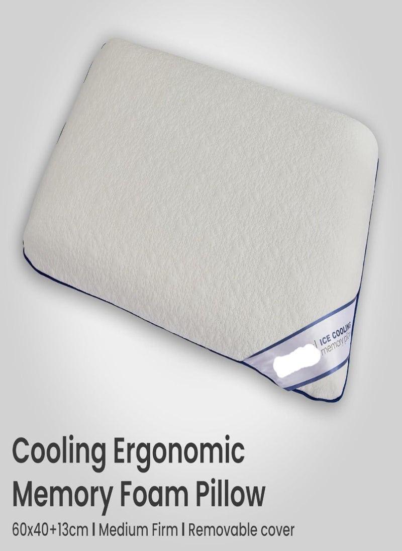 Blueberry وسادة ميموري فوم مريحة بتقنية التبريد وقابلة للإزالة - 60x40x13 سم - Image 2