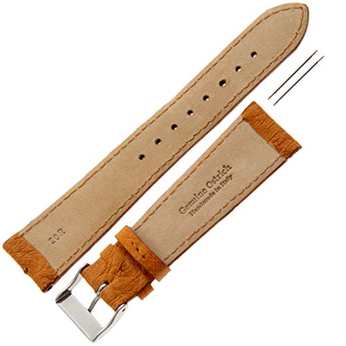 Gilden Unisex 16-20mm Genuine Ostrich Watch Strap LS51-0318 (18 millimeter end width, Tan) - Image 3