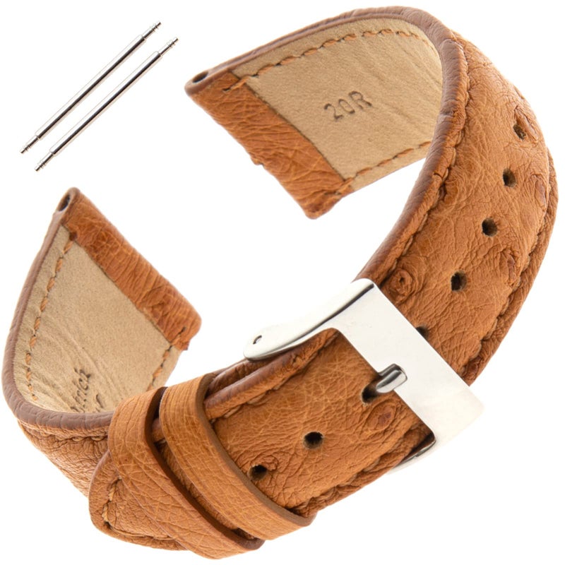 Gilden Unisex 16-20mm Genuine Ostrich Watch Strap LS51-0318 (18 millimeter end width, Tan) - Image 4