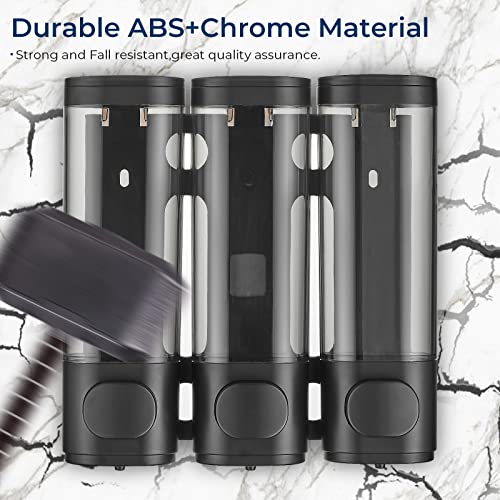 Pollock Shower Dispenser 3 Chamber No Drill Shampoo Conditioner Body Wash Dispenser for Bathroom, Large Capacity, Black - Image 5