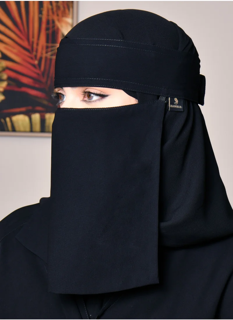 HAWRAA ABAYA A short niqab with one elastic and an adhesive closure