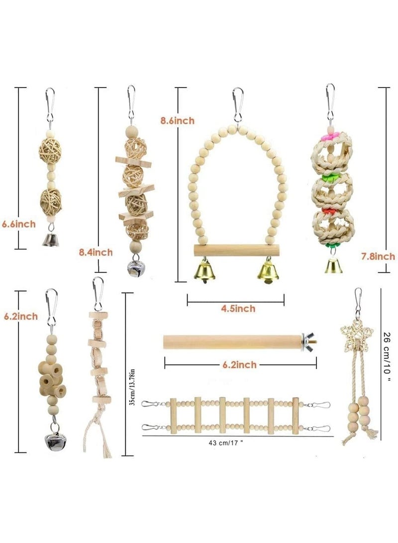 FengSVMA Bird Parrot Swing Toys, Chewing Standing Hanging Perch Hammock Climbing Ladder Bird Cage Toys , Parakeet, Conure, Cockatiel, Mynah, Love Birds, Finches and Other Small to Medium Birds - Image 3