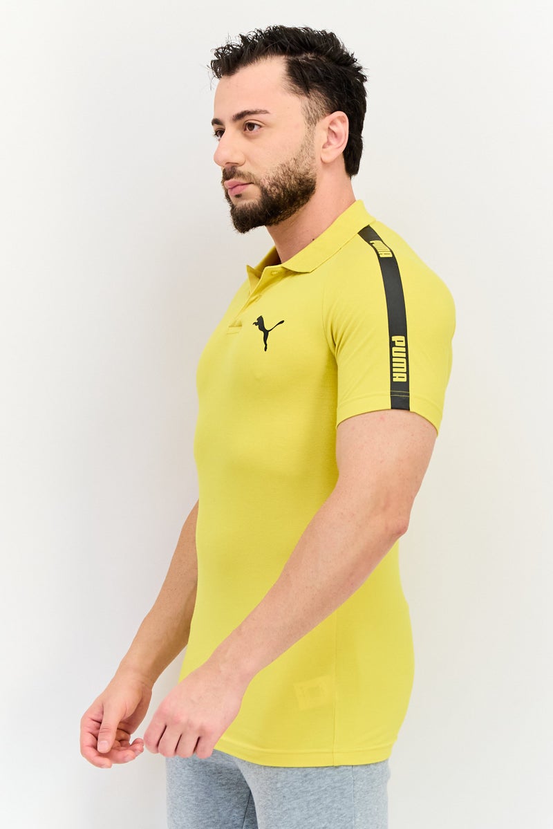 PUMA قمصان بولو قصيرة الأكمام للرجال بتصميم نحيف، أصفر داكن - Image 4
